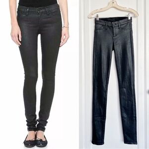 GOLDSIGN • Lure skinny jeans low rise black coated faux leather moto